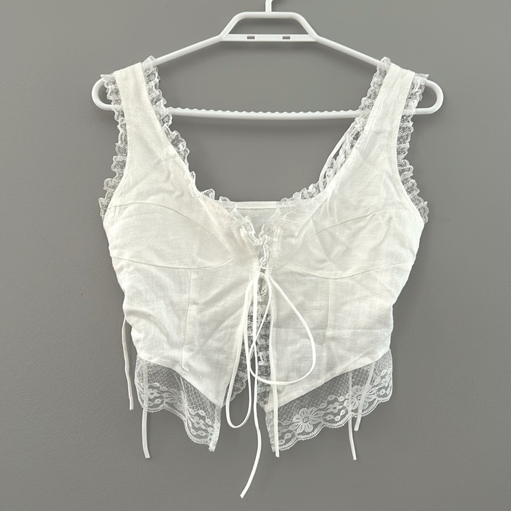 White Front tie Camisole Crop Top